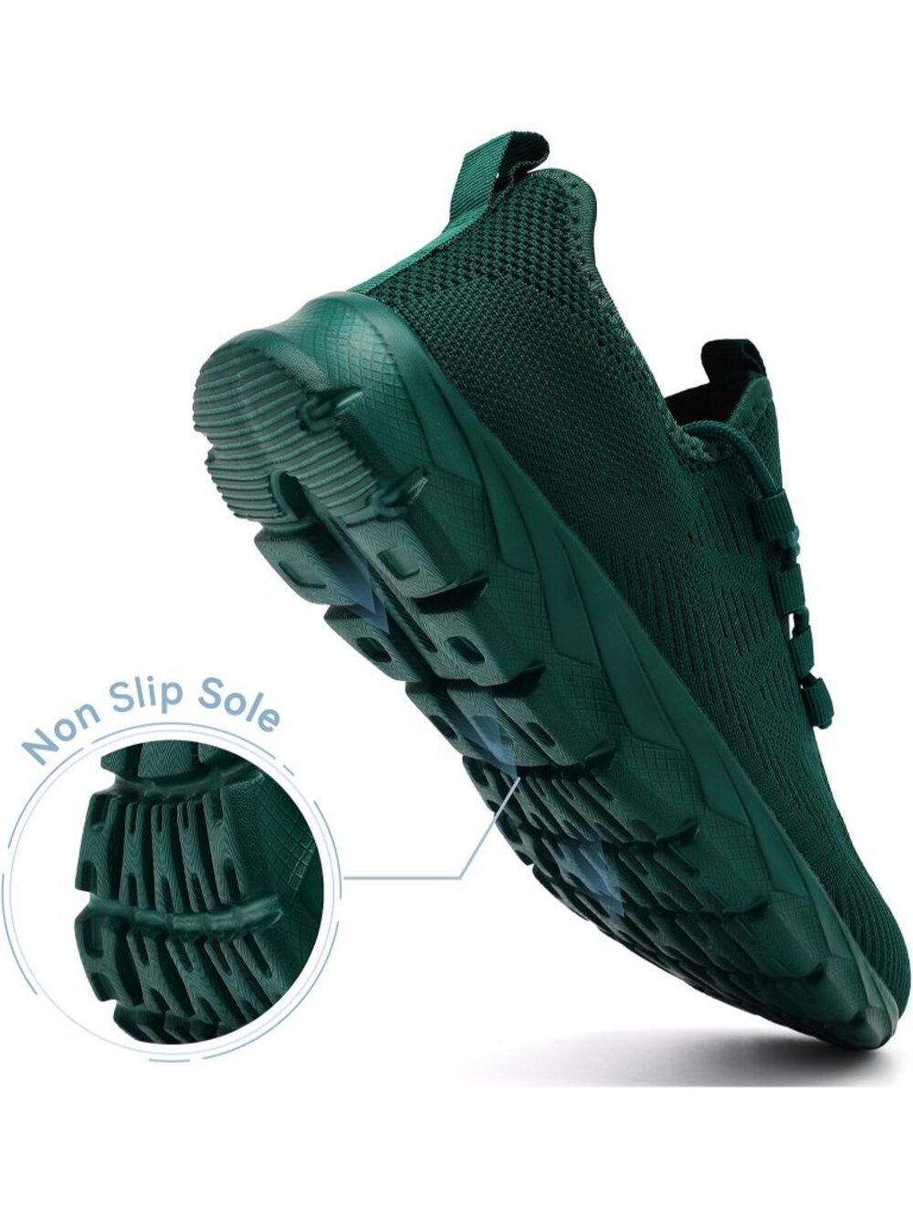 Women's Green Non Slip Mesh Breathable Casual Comfort Imported Walking Sneakers - Picture 5 of 6
